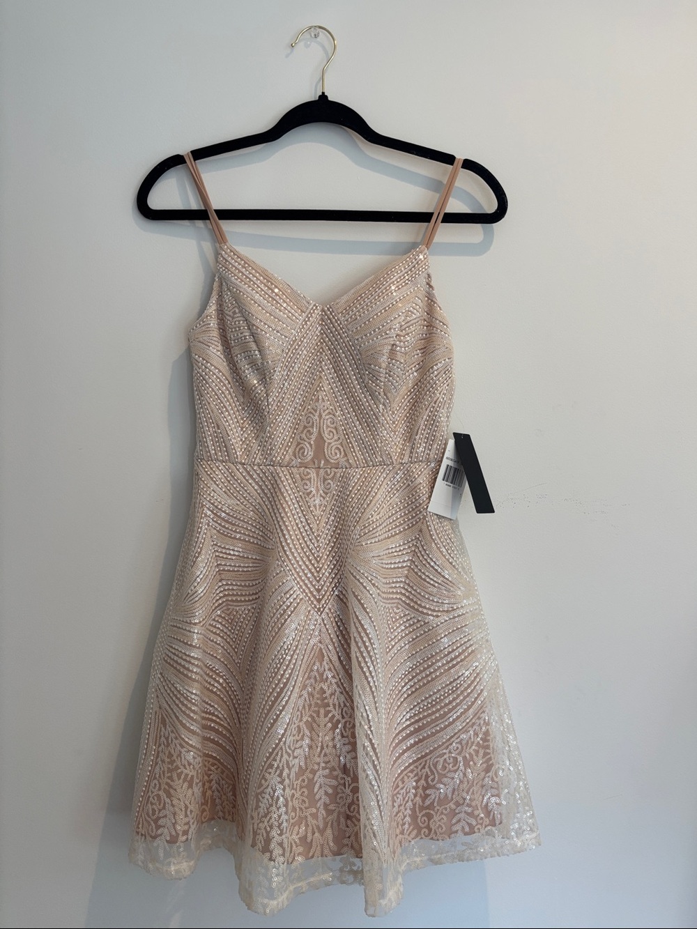 Blush Pink Beaded Fit & Flare Dress